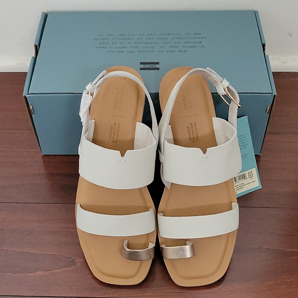 Toms Freya Off White/Rose Gold Leather Sandals